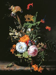 Still Life of Summer Flowers (olje på lerret på panel)